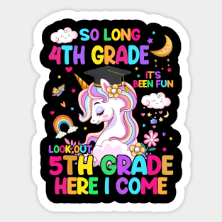 So Long 4th Grade Graduation Class 2024 Unicorn Girls Sticker